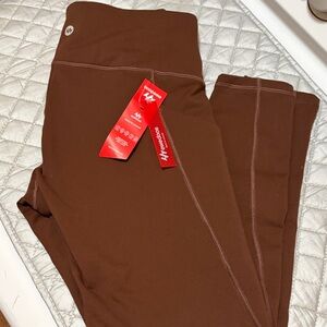 Ewedoos Chocolate Brown Lined Yoga Leggings with Pockets
